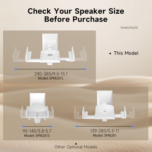 Image of suptek Large Dual Side Clamping Bookshelf Speaker Wall Mounting Bracket for Large Surrounding Sound Speakers, Hold up to 55lbs White SPM201LW