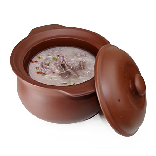 Yixing Casserole Clay Hot Pot 2Qt Lid Cooking Serving Soup Simmered Stewed Ceramic Unglazed Bowls (Red L) #TOP5