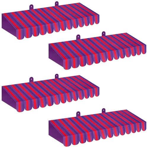 Image of Boao 4 Pcs 3D Cardboard Awning Decor,Purple and Red,Striped Style