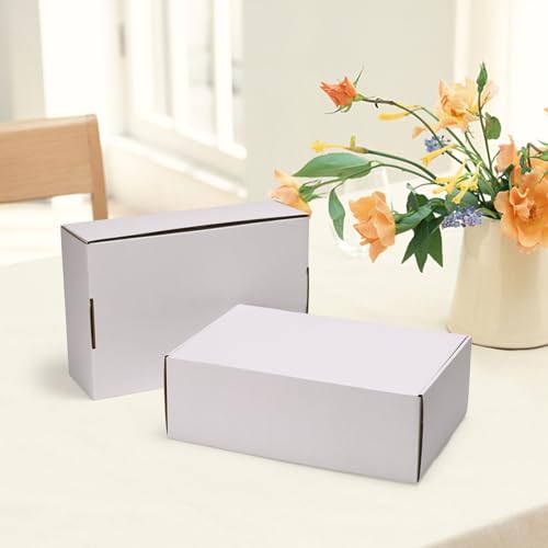 Image of HORLIMER 12x8x4 Shipping Boxes Set of 20, White Corrugated Cardboard Mailer Box for Packing Small Business