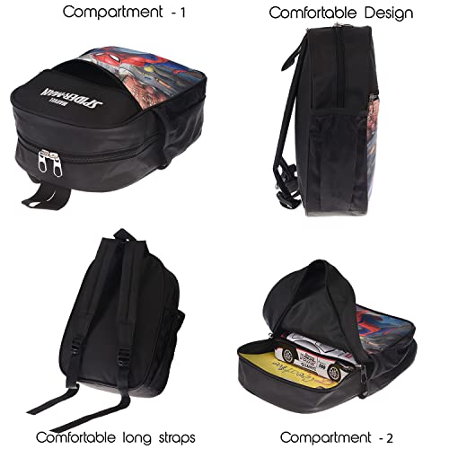 Image of Fun Homes Marvel Spider-Man School Bag|2 Compartment Rexine School Bagpack|School Bag for Kids|School Bags for Girls with Zipper Closure|Small Size (Black)