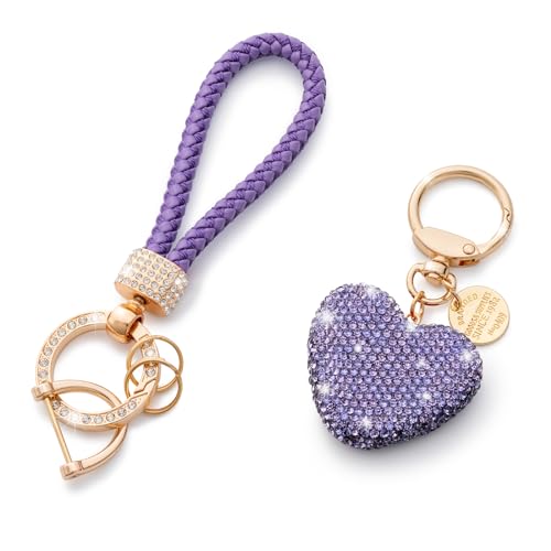 CHUQING Llavero con forma de corazón con diamantes de imitación b...