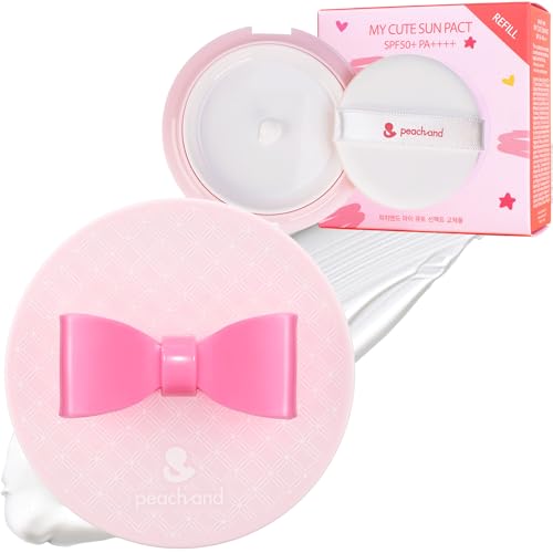 Peachand Baby Kids Mineral Sun Cushion SPF50+ PA++++, Korean Skin Care, Pink ribbon – Set with 1 Cushion and 1 Refill