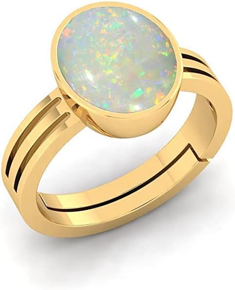 6.25 Ratti Lab Certified Natural Opal Gold Adjustable Ring Opal Gemstone for Men & Women