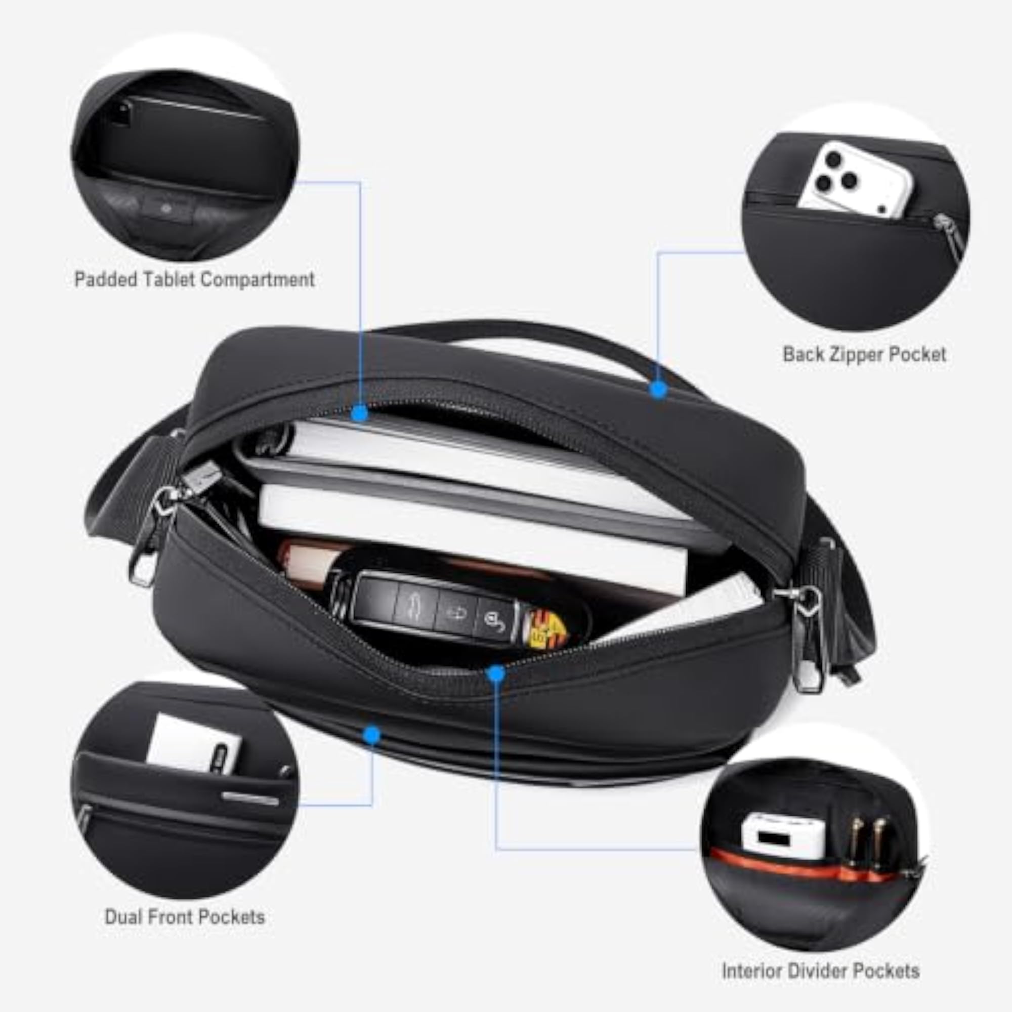 Sling Bag for Men, Water-Repellent Crossbody Shoulder Bag