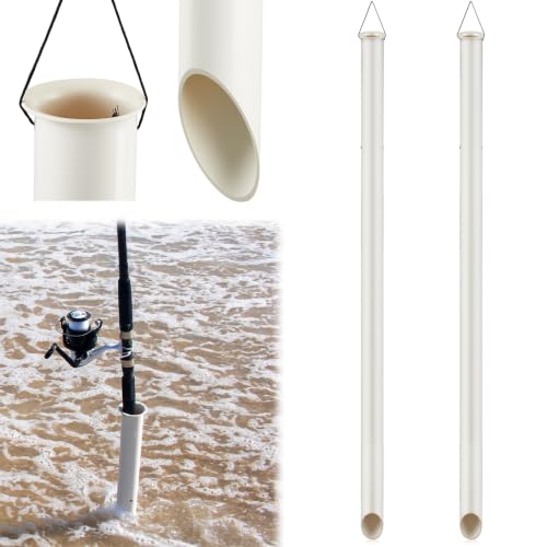 DoubleFill Tubular Sand Spikes for Surf Fishing PVC Surf Shore and Beach Fishing Rod Holder Sand Spike for Beaches, Rivers and Sandy Beaches(48 Inch,4 Pcs)