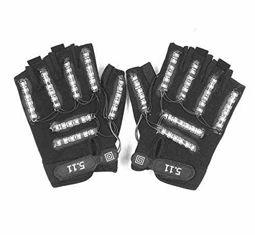 QQY Gants LED, Gants lumineux Gants Squelette LED Batterie de gants de fête LED pour les accessoires de performance DJ de la fête de Noël d'Halloween (Blanc) Cover