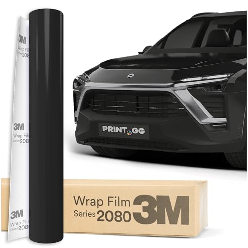 PRINT.GG Film 3M 2080 Noir Brillant G12, 152 x 20 cm, Car Wrapping Voiture, Adhésif Moto Vélo Bateau, Déco Voiture