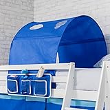 Cabin Bed Mid Sleeper in Blue with Tent, Tower, Tunnel and Bed Tidy (57BL-FM Solid White) Noa & Nani - Image 4