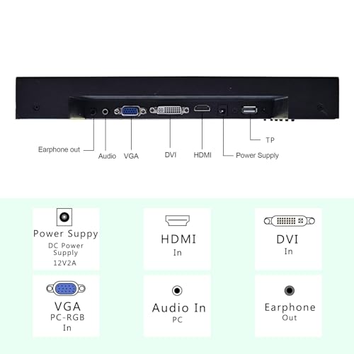 Image of VSDISPLAY 12.1 Inch 10 Points Touch Screen Industrial LCD Monitor 1024x768 | Supports VGA DVI Input,4:3 Aspect Ratio Display with Wall Mounting Brackets