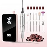 GAOY Cordless Nail Drill, Rechargeable E-File with 12 Drill Bits & 45 Sanding Bands, Long Battery Life, Low Noise, Perfect for Manicure & Pedicure, Pink