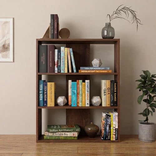 Image of DFC Element Fern Engineered Wood Bookshelf Open Storage Book Rack Shelf Organizer Display Bookcase for Home Library Living Room Study Room 3 Shelf Natural Oak Finish