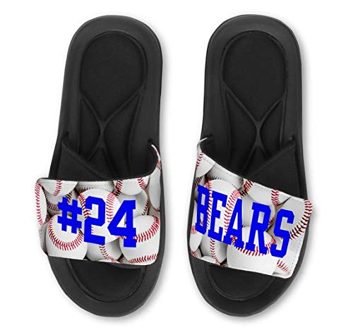 Violet Victoria & Fan Star Custom Personalized Baseball Slide Sandals - Add Your Name