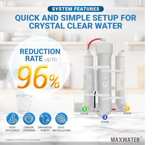 Image of Max Water 3-Stage Portable Reverse Osmosis Water Filter System, 50 GPD RO Water Filtration System for Aquarium, Plants, Hydroponics, Drinking
