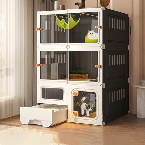 Cage d'intérieur pour chat avec enclos respirant pour un ou deux chats