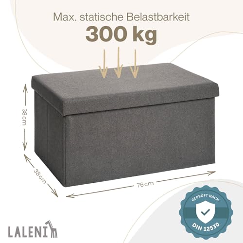 Laleni Sitzbank mit Stauraum Teddy Kindersitztruhe 76x38 cm Anthrazit – Ansicht 3