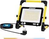 【Projecteur de chantier ultra-lumineux 100 W】 Projecteur de chantier LED ultra-lumineux 8700 LM, 288 puces LED ultra-lumineuses, 30 % d'économie d'énergie et augmentation de 48 % de la luminosité par lampe. Idéal pour les chantiers, les rénovations, les garages, les jardins, les ateliers, les studios photo et autres activités de plein air