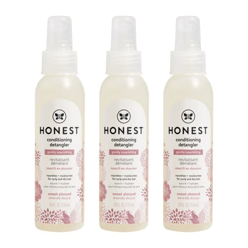 The Honest Company Conditioning Hair Detangler 3-Pack | Leave-In Conditioner + Fortifying Spray | Tear-Free, Cruelty-Free, Hypoallergenic | Almond Nourishing, 4 Fl Oz Each (Pack Of 3) #TOP7