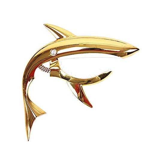 Guitar Capo for Acoustic Guitar,Electric Guitar, Ukulele, Shark Acoustic Wooden Folk Guitar Capo Sound Change Metal Clip Accessories - Golden