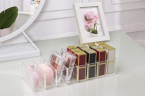 Seitop Paquete de 2 organizadores de maquillaje desmontables, 8 compartimentos de acrílico para almacenamiento de cosméticos cajas de exhibición de joyas organizador de cajones transparente - imagen 5