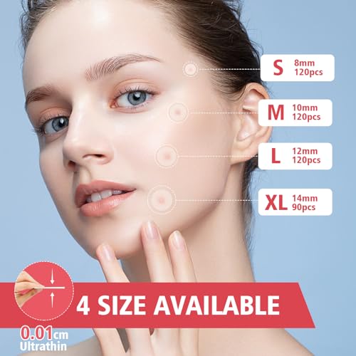 YHOVID 450 Pimple Patches for Face, Hydrocolloid Acne Patches for Zit Covers, Mighty Patch Acne Invisible Zit Patches for Face, 4 Sizes