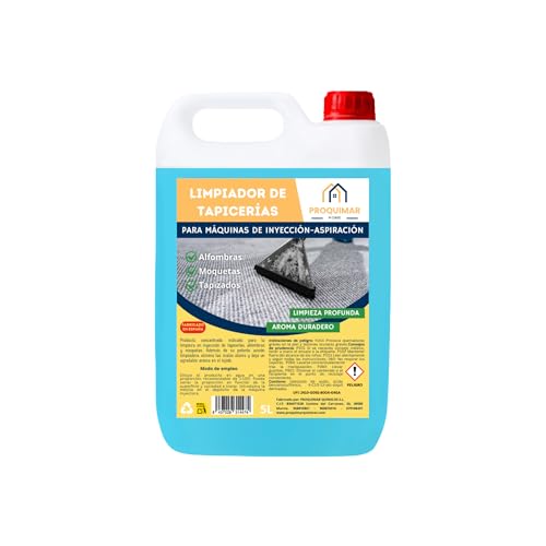 Limpiador de Tapicerías para Máquinas de Inyección – Calidad Profesional – Elimina Manchas y Olores en Tapicerías, Sofás y Alfombras – Garrafa 5L