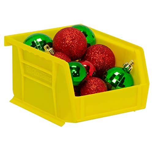 Image of Akro-Mils Storage Bins 30210, Plastic | Stackable | Hanging Design | 5 inch x 4 inch x 3 inch | Yellow | Pack of 24