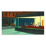 ZZPT Edward Hopper Nighthawks Print - Famous Painting Poster - Cool Wall Decor - Modern Canvas Wall Art for Living Room Office Unframed（12x24in/30x60cm）