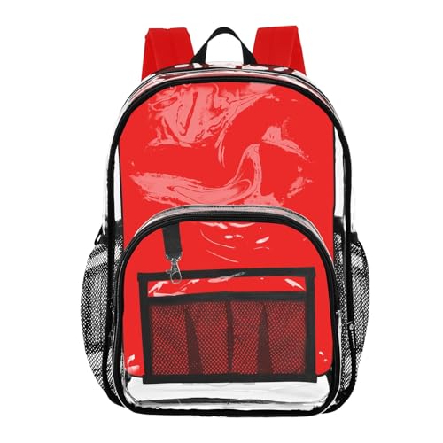 Clear Bag for Women Travel Red Girls Backpack Kids Boys See through Shoulder Bag