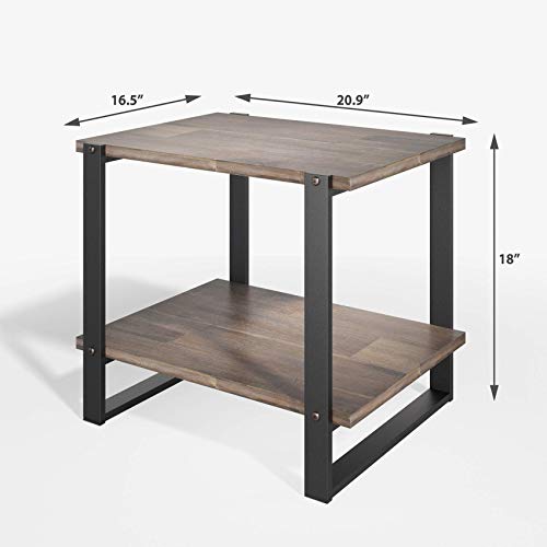 Zinus Brock 21 Inch Solid Wood Side Table / End Table / Easy Assembly, 20.90 X 16.50 X 18.00, Brown #TOP1