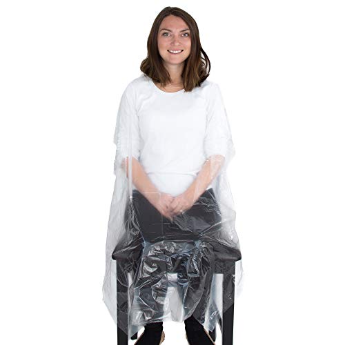 Disposable Capes Hair Salon - 100 Plastic Capes - Disposable Salon Capes - Plastic Salon Cape - Color Capes for Salon Hair Coloring - Disposable Shampoo Capes