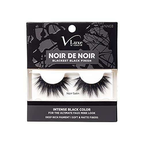 i•ENVY V-Luxe Noir De Noir False Eyelashes Blackest Black Finish, Weightless Volume and Curl False Lashes, Soft & Matte Fibers (Noir Satin)