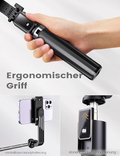 ANXRE Selfie Stick Halter mit FernauslöSer, 360° Drehbarer Tragbar 106cm Handystativhalter Stativbeine Compatible with iPhone Samsung Android Smartphone 4