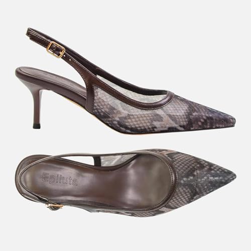 Image of Mesh Kitten Heels for Women Slingback Design with Pointed Toe Breathable and Stylish Elegant Low Heel for Comfort