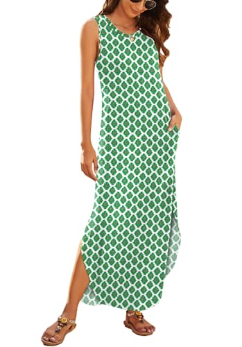 Image of Hount Women's Casual Summer Sleeveless Dress Loose Split Maxi Dresses with Pockets