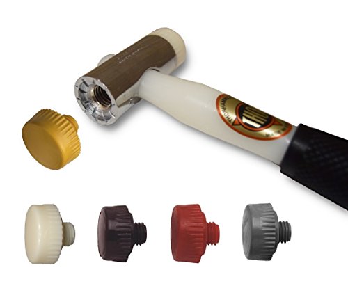 Thor 712 Glazing Hammer with Soft to Hard Nylon Face Pack - Window Mallet 38mm