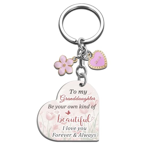 QUIHUD Granddaughter Gifts from Grandma Cute Granddaughter Keychain Birthday Christmas