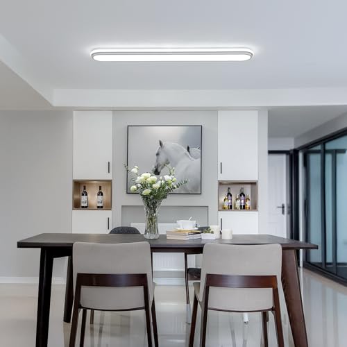 Naroume Smart LED Ceiling Light,4Ft Dimmable Modern Metal Linear LED Ceiling Lamp,68W Flush Mount Wraparound Shape Lighting Fixture with Remote Control for Kitchen Dining Room & Laundry by Naroume - Image 4