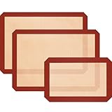 Silicone Baking Mat, 3 Pack Reusable Baking Mat, Non-Stick, Food Safe Silicone Mats for Baking, Oven Baking Sheet for Making Cookies, Macaroons, Bread