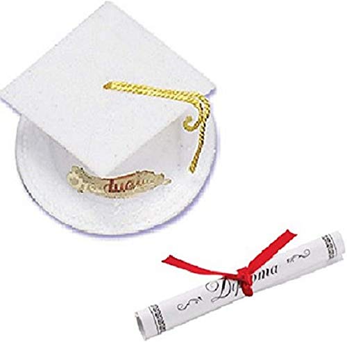 Black Graduation Cap Cake Topper with Diploma (Black) - Thumbnail 2