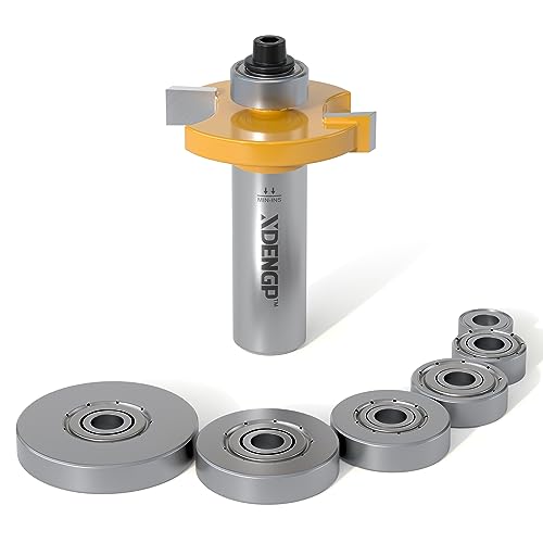 Image of Rabbet Router Bit Set 1 /2 Shank, Rabbeting Router Bits 1pcs with 6 Bearings for Interchangeable and Adjustable Multi Depths Cutter 1 /8 inch, 1 /4 inch, 5 /16 inch, 3 /8 inch, 7 /16 inch, 1 /2 inch
