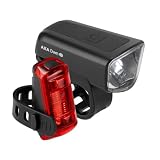 AXA Dwn 30 Fahrradlicht Set – USB aufladbar – 11 Stunden Leuchtdauer – Batterieanzeige – Austauschbarer Akku – StVZO Zulassung