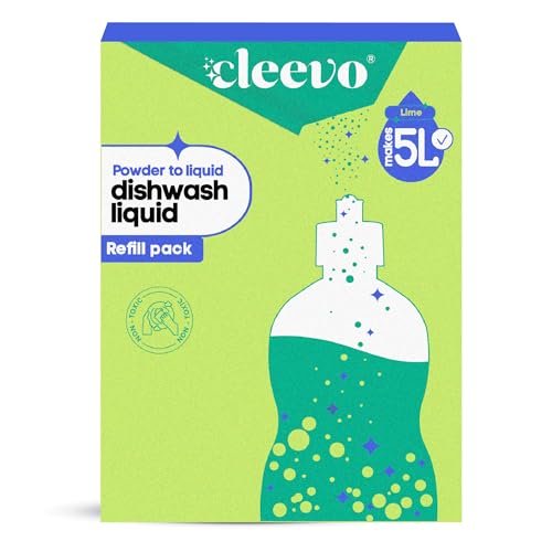 Image of Cleevo Dishwash Liquid Gel 5L Refill Pack (10 sachets makes 5 Litres), No bottle | Powder to liquid formula | Removes Oil & Burnt Residue | Non-Toxic