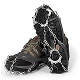 Active Island アイゼン 13本爪 チェーンスパイク 登山 雪山 軽量 簡単 a860 (ブラック, M)