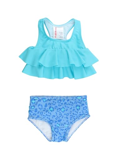 Image of RuffleButts Girls UPF50+ Sun Protection Flounce Bikini Two Piece Swimsuit
