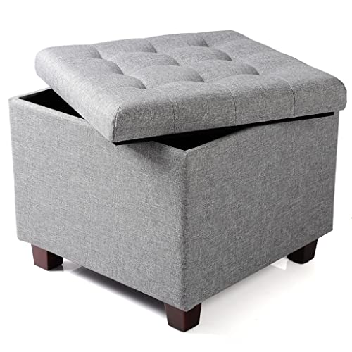 Dbhcxd Multi-Purpose Linen Ottoman Chair Stool Storage Box Upholstered Footstool Linen Square Pouffe Chair With Removable Cover (Color : D, Size : 45X45X41Cm) #TOP6