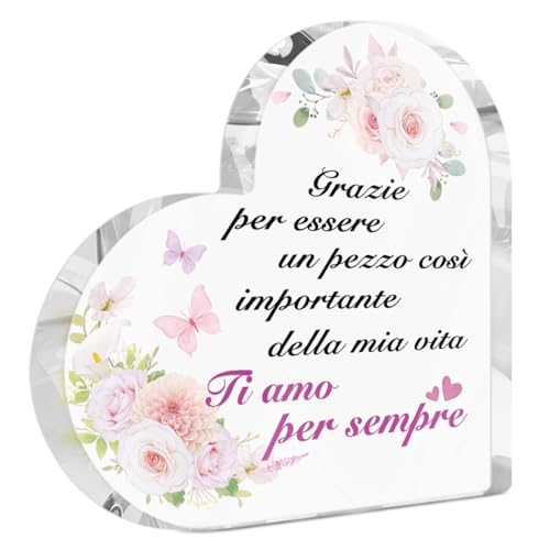 Putuo Decor Decorazione Acrilica Cuore - Regalo Romantico con Fiori
