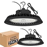 150W LED High Bay Light, 22500LM 5000K UFO LED Commercial Bay Lighting for Gym Factory Warehouse, 0-