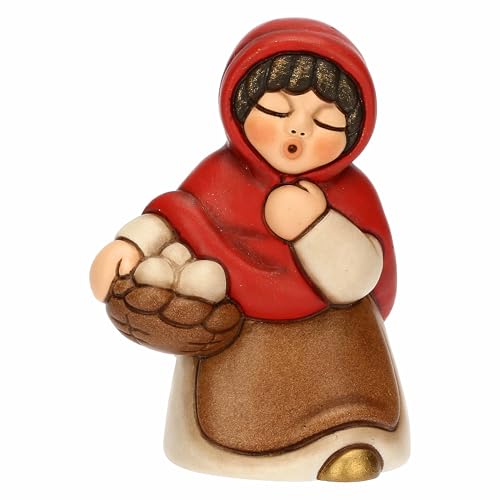 Thun - Donna Con Cesto Di Uova - Ceramica - Collezione Presepe Classico - 5,7 X 4,7 X 8 Cm
