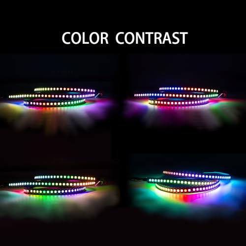 Image of WS2812B RGB LED Strip, Individually Addressable LED Strip, Chasing Effects Dream Color 5050SMD 3.2FT 144 LED Pixel Strip Rope Light DC 5V (White PCB 1M 144Pixels /m Waterproof IP67)